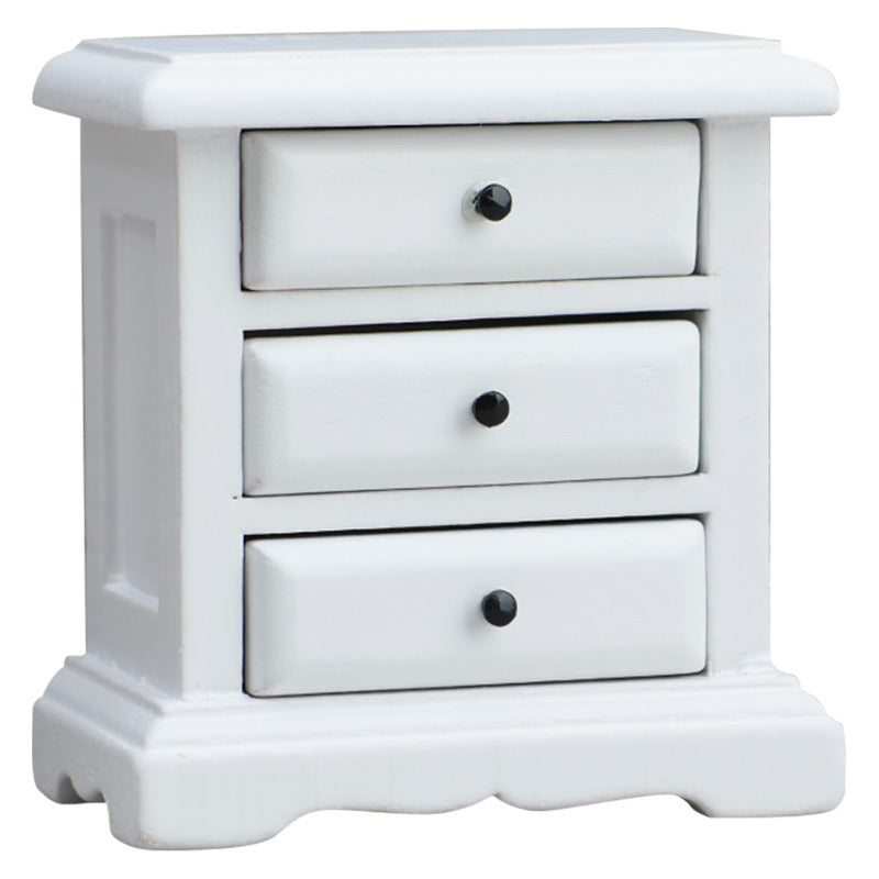 1:12 Dollhouse Wooden Furniture Bedside Table Drawer Storage Side