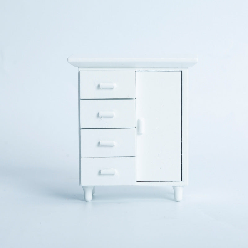 1:12 Dollhouse Miniature One Door Four Cabinets Simulation Furniture Mini Wooden Craft Ornament