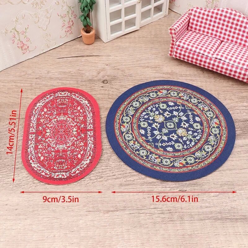1:12 Dollhouse Floor Decoration Miniature Oval Carpet Turkish Woven Rug
