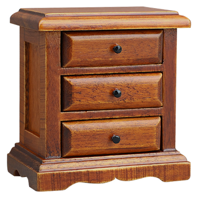 1:12 Dollhouse Wooden Furniture Bedside Table Drawer Storage Side