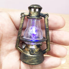 1:12 Dollhouse Miniature Model Playhouse Toy DIY Black Plastic Kerosene Lamp LED Light-Up