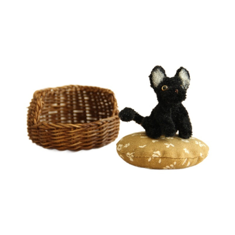 1:12 Miniature Handmade Twisted Stick Cat Pure Handmade Rattan Cat Nest Miniature Realistic Toy Nest Pet Ornament Decoration