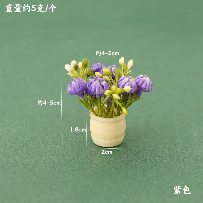 Dollhouse Miniature Plant Pot with Colorful Floral