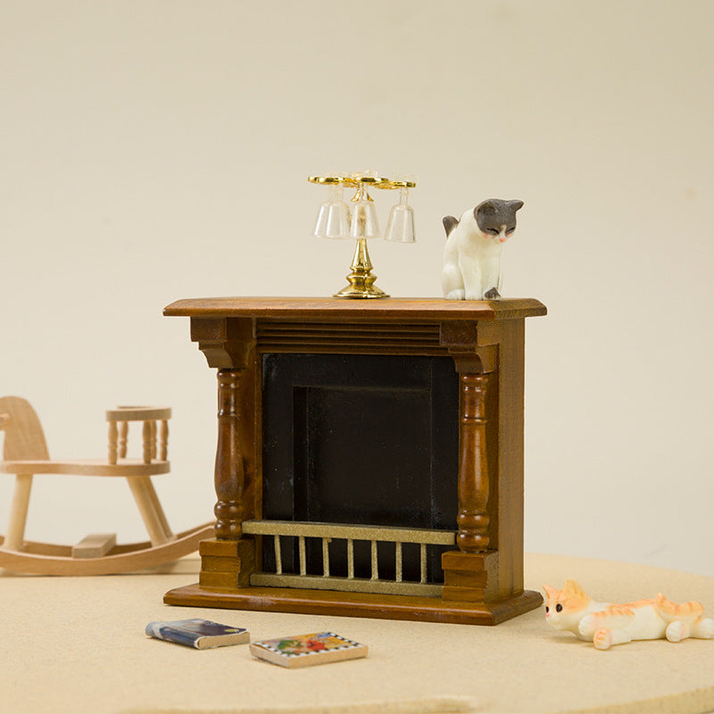 1:12 Dollhouse Furniture Ornament Wooden Simulation Fireplace