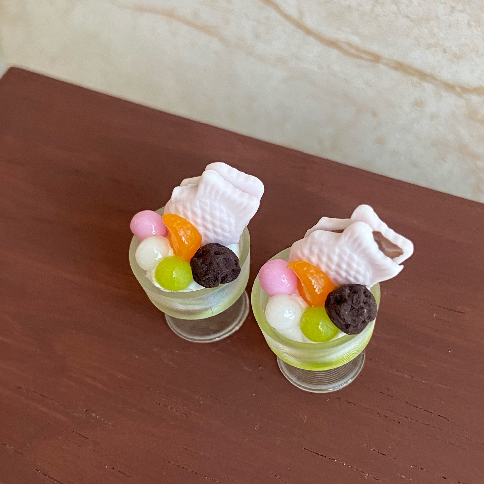 Miniature Pink Sakura Flavored Taiyaki Ice Cream Dollhouse Dessert Shop Accessories
