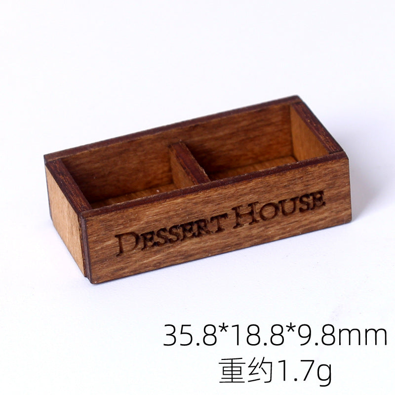 Mini Wooden Dessert Bread Box Dollhouse DIY Handmade Miniature Food Miniature Toy
