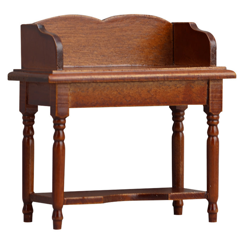 1:12 Dollhouse Furniture Miniature Wooden Craft Maroon Desk Small Table