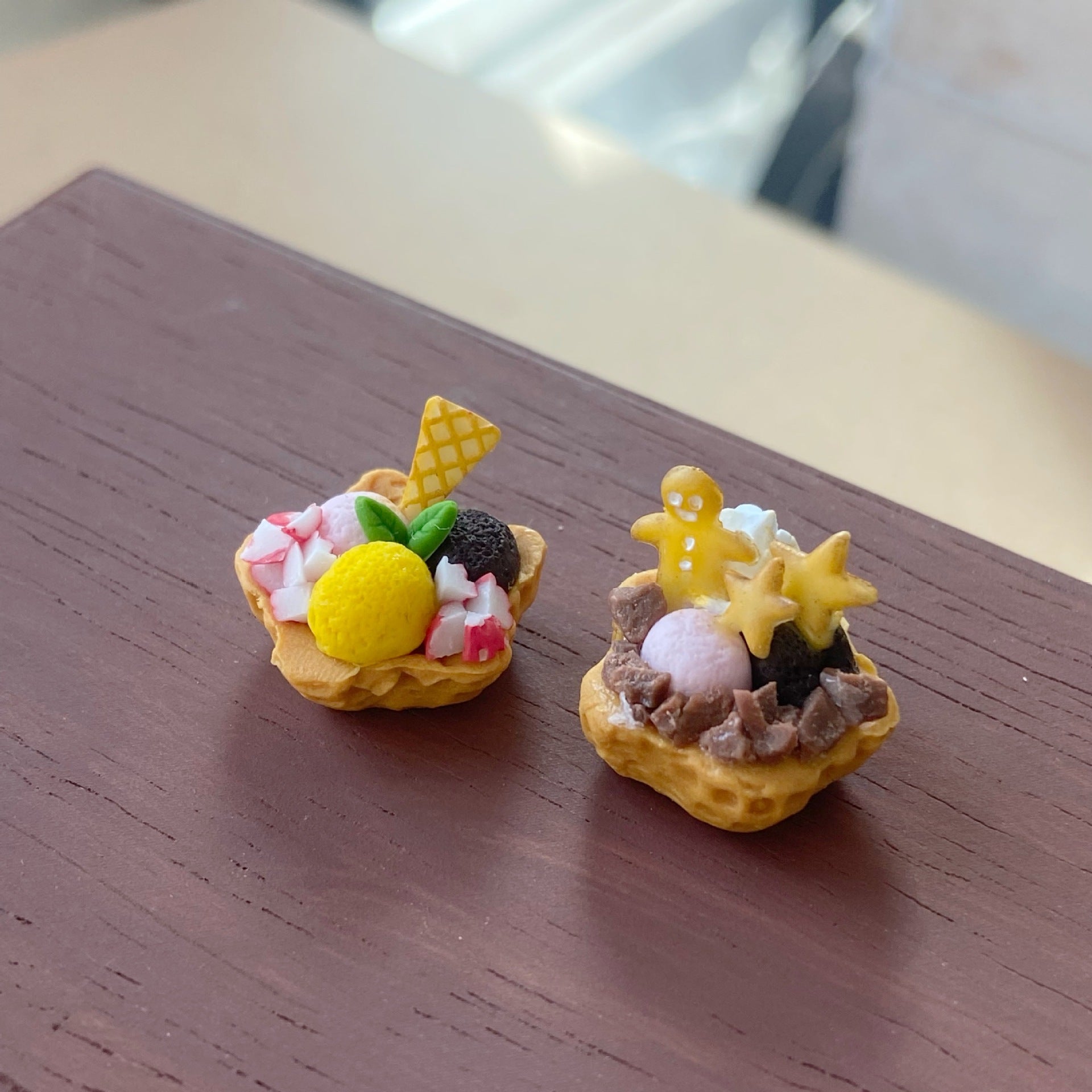 Miniature Christmas Cookies Ice Cream Bowl Fun Food Play Six-Dimensional Dessert Shop Dollhouse Accessories