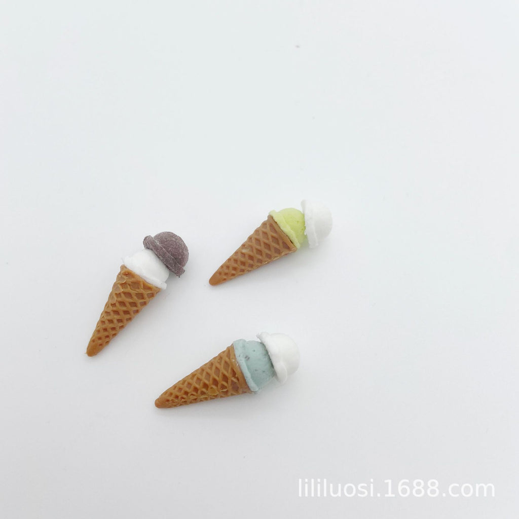 Miniature Mini Ice Cream Cone Toy for Six-Point BJD Eight-Point OB11 Dolls, Dollhouse Dessert Shop Accessories