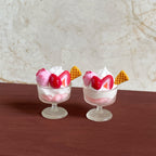 Miniature Strawberry Ball Pink Ice Cream Cup Dollhouse Toy Dessert Shop Decoration Accessories