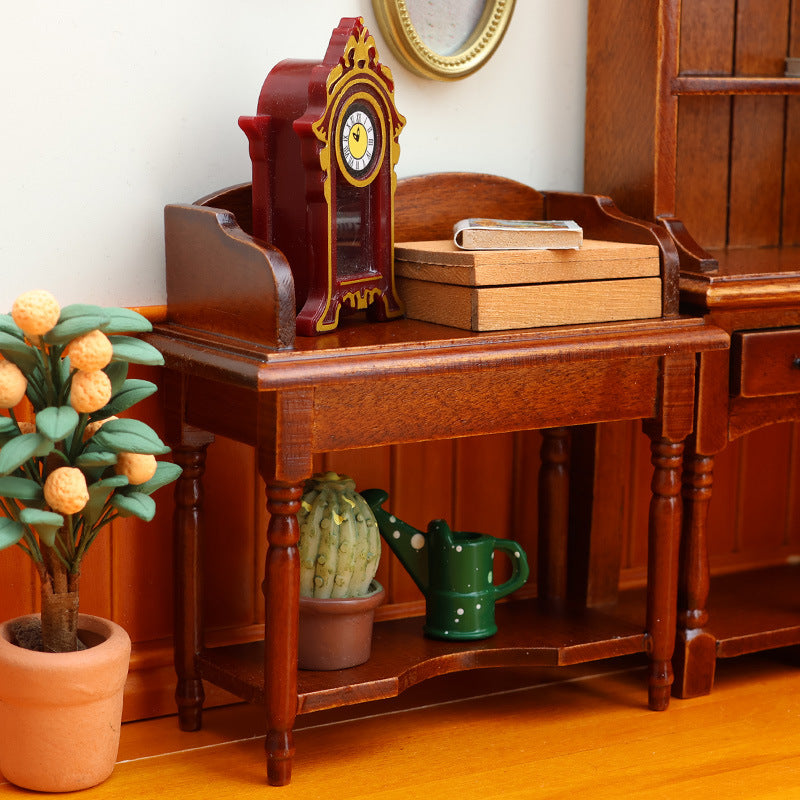 1:12 Dollhouse Furniture Miniature Wooden Craft Maroon Desk Small Table