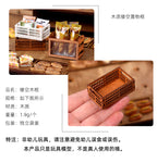 Mini Hollow Wooden Frame Storage Box Organizer Basket Dollhouse Miniature Scene Decoration