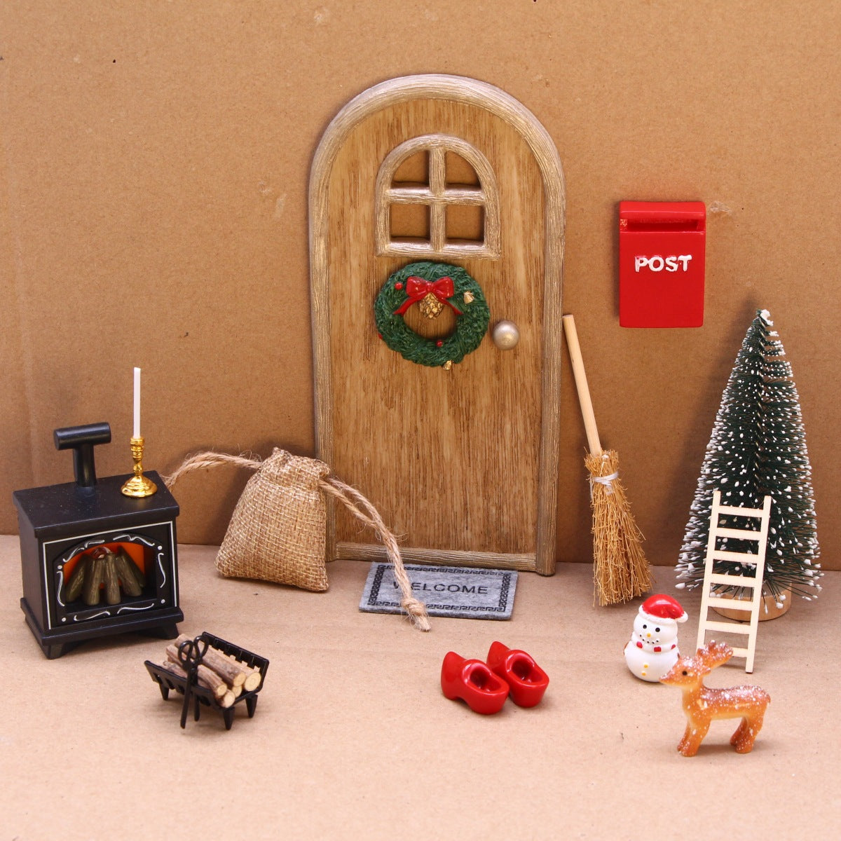 Fairy Tale Dollhouse Mini Resin LED Fireplace Set