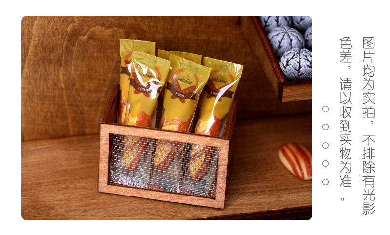 Mini Iron Mesh Wooden Frame Storage Box Organizer Basket Dollhouse Miniature Scene Decoration