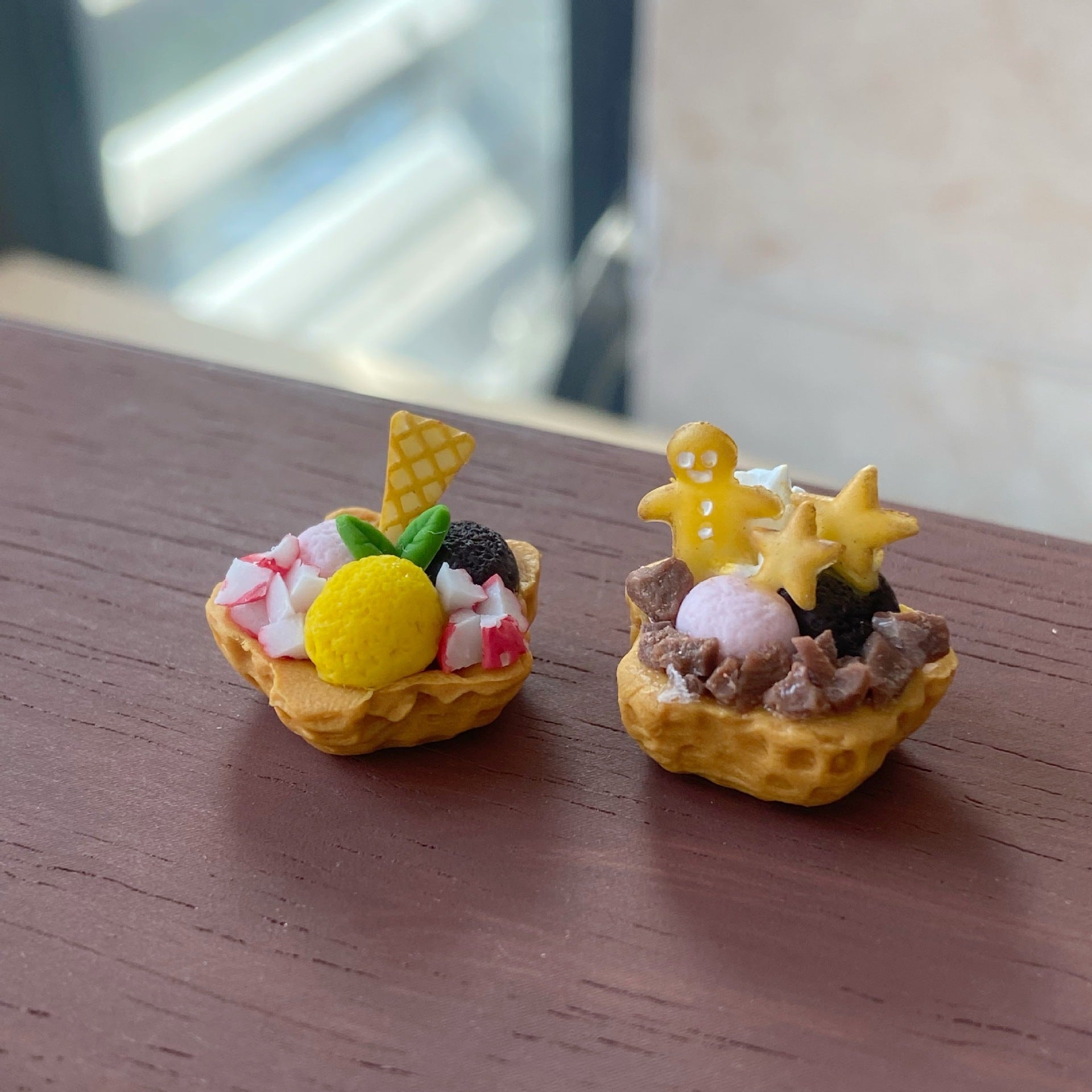 Miniature Christmas Cookies Ice Cream Bowl Fun Food Play Six-Dimensional Dessert Shop Dollhouse Accessories