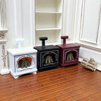 1:12 Dollhouse Miniature Model Scene Accessories LED Light-Up Small Fireplace Night Light Wood