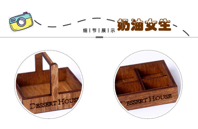 Mini Wooden Dessert Bread Box Dollhouse DIY Handmade Miniature Food Miniature Toy
