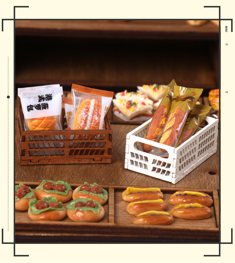 Mini Hollow Wooden Frame Storage Box Organizer Basket Dollhouse Miniature Scene Decoration