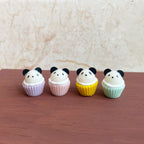 Miniature Macaron Color Panda Cupcake Dollhouse Accessories Photo Props