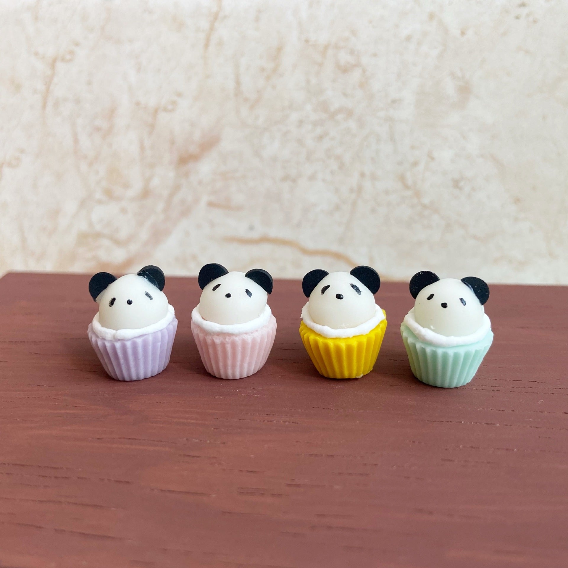 Miniature Macaron Color Panda Cupcake Dollhouse Accessories Photo Props