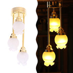 1:12 Dollhouse Furniture with Light-Up Chandelier Ceiling Decorative Lantern Miniature Scene Model