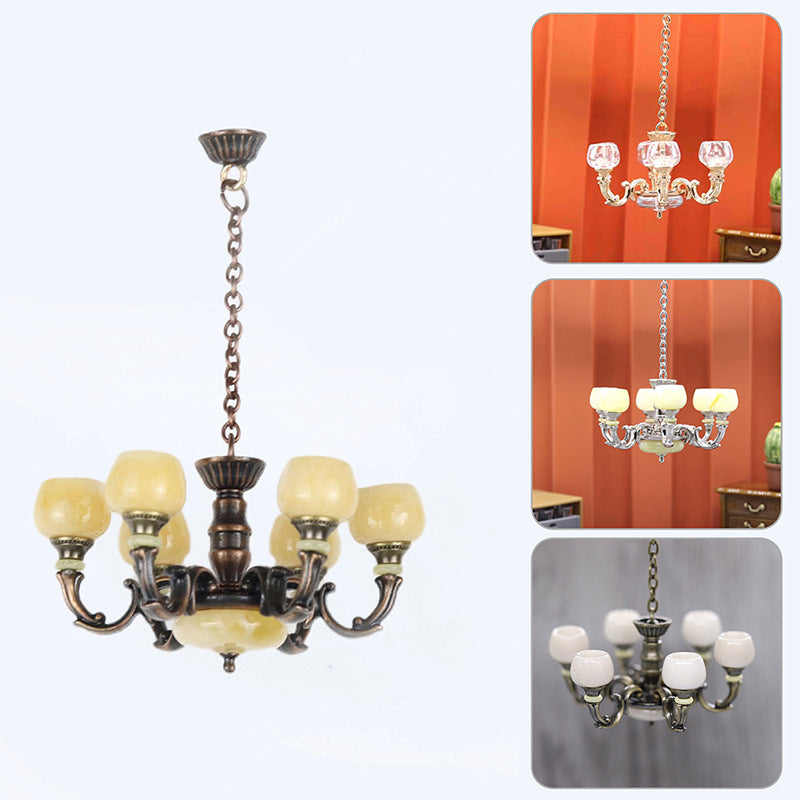 1:12 DOLLHOUSE Simulation Retro Chandelier Dollhouse Accessories
