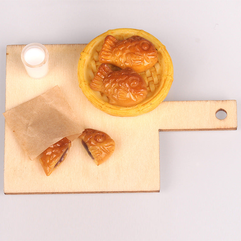 Dollhouse Miniature Food Play Set Taiyaki Red Bean Paste Filling Kit Handmade Scene Model OB11