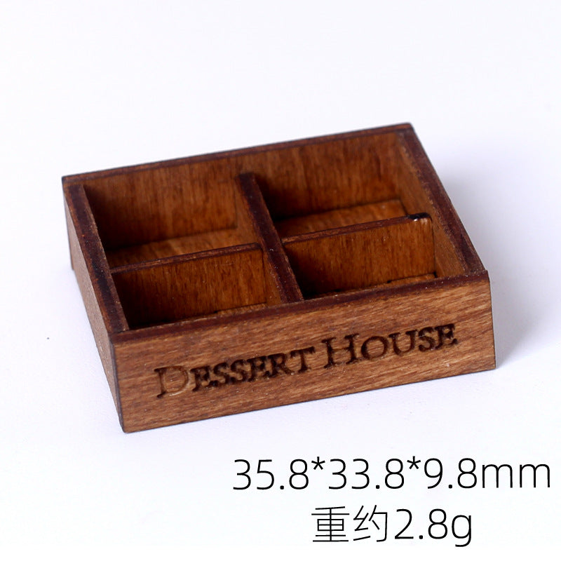 Mini Wooden Dessert Bread Box Dollhouse DIY Handmade Miniature Food Miniature Toy