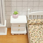 1:12 Dollhouse Bedroom Scene Pretend Play Toy Miniature Model White Nightstand