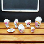 Mini Ceramic Dollhouse Vase Set of 7 Decor