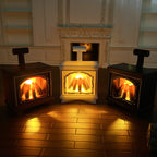 1:12 Dollhouse Miniature Model Scene Accessories LED Light-Up Small Fireplace Night Light Wood
