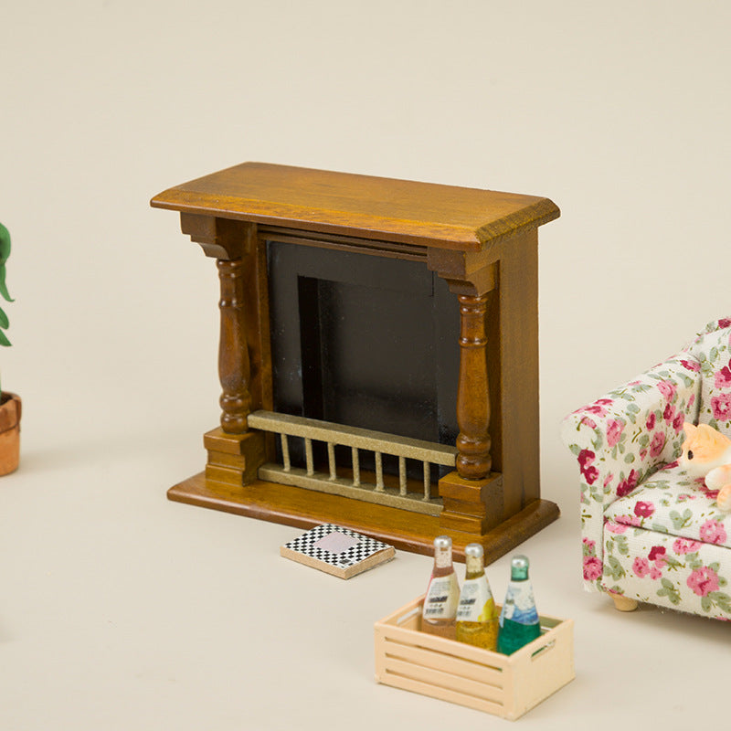 1:12 Dollhouse Furniture Ornament Wooden Simulation Fireplace
