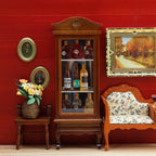1:12 Dollhouse Miniature Furniture Wooden Curved Top Single Door Display Storage Cabinet