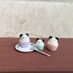 Miniature Macaron Color Panda Cupcake Dollhouse Accessories Photo Props