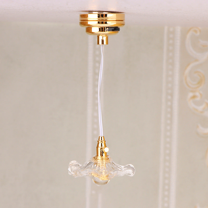 Dollhouse Simulation Mini Furniture with Light-Up Chandelier Ceiling-Shaped Lantern