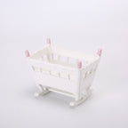 1:12 Dollhouse Bedroom Scene Mini Cradle Blue and Pink Pillars Realistic Baby Rocking Bed