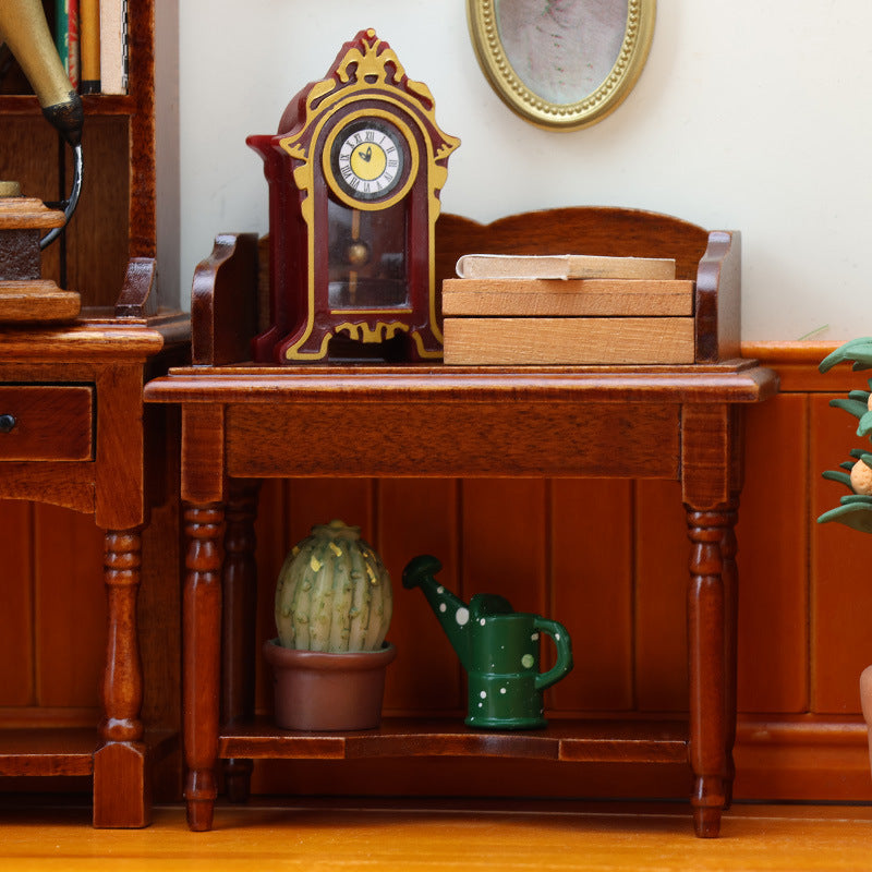 1:12 Dollhouse Furniture Miniature Wooden Craft Maroon Desk Small Table