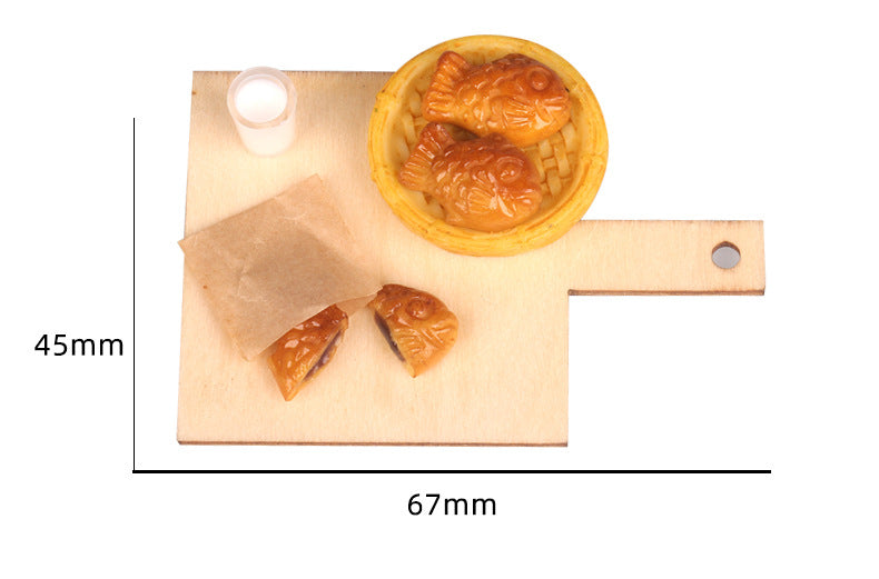 Dollhouse Miniature Food Play Set Taiyaki Red Bean Paste Filling Kit Handmade Scene Model OB11