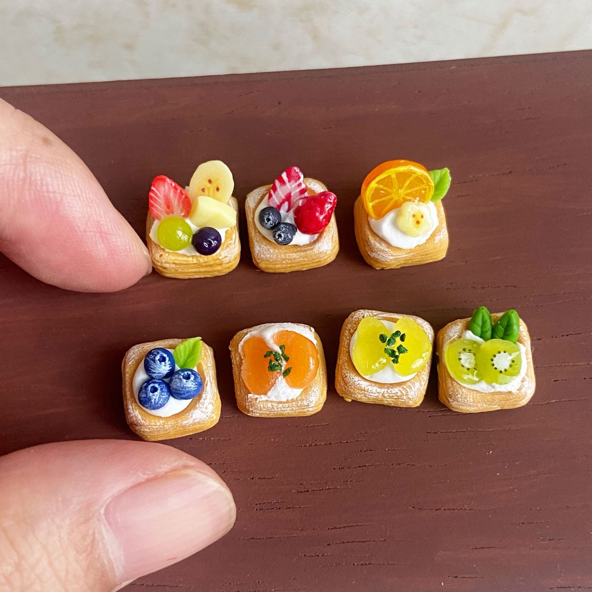 Miniature Food Play Fruit Square Tower Mini Cute Simulation Cake Dollhouse Dollhouse Fridge Magnet Accessories