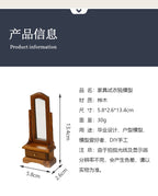 DIY Dollhouse Miniature Full-Length Dressing Mirror European Style Bedroom with Storage Cabinet Floor-standing Dressing Mirror Model Accessories