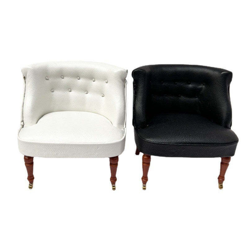 1:12 Dollhouse Furniture Living Room Model Leather Sofa Backrest Chair Wheelchair