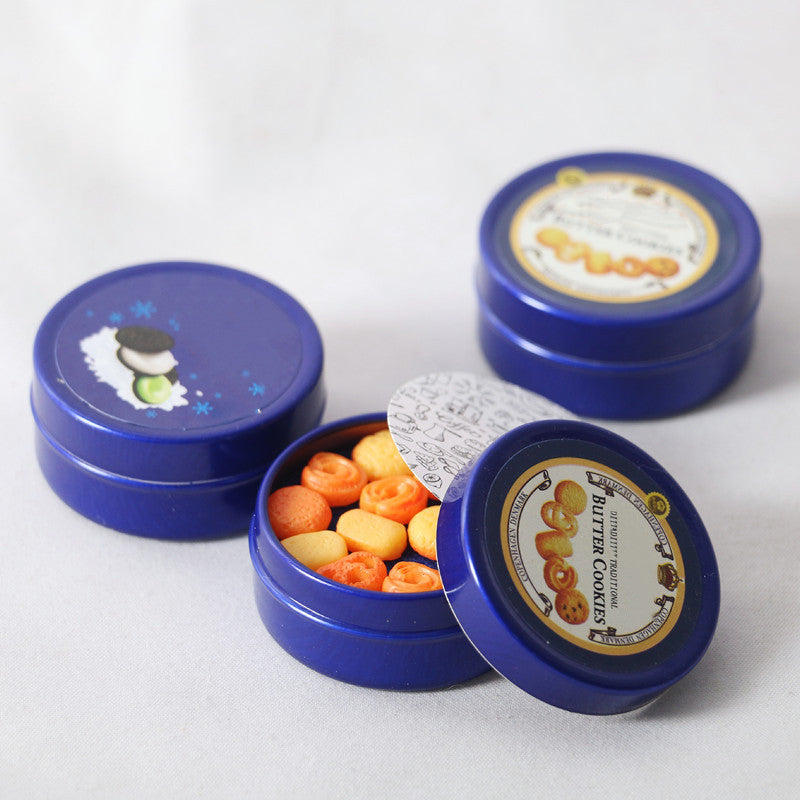 Dollhouse Doll Danish Cookies Blue Tin Box Miniature DIY Simulation Food