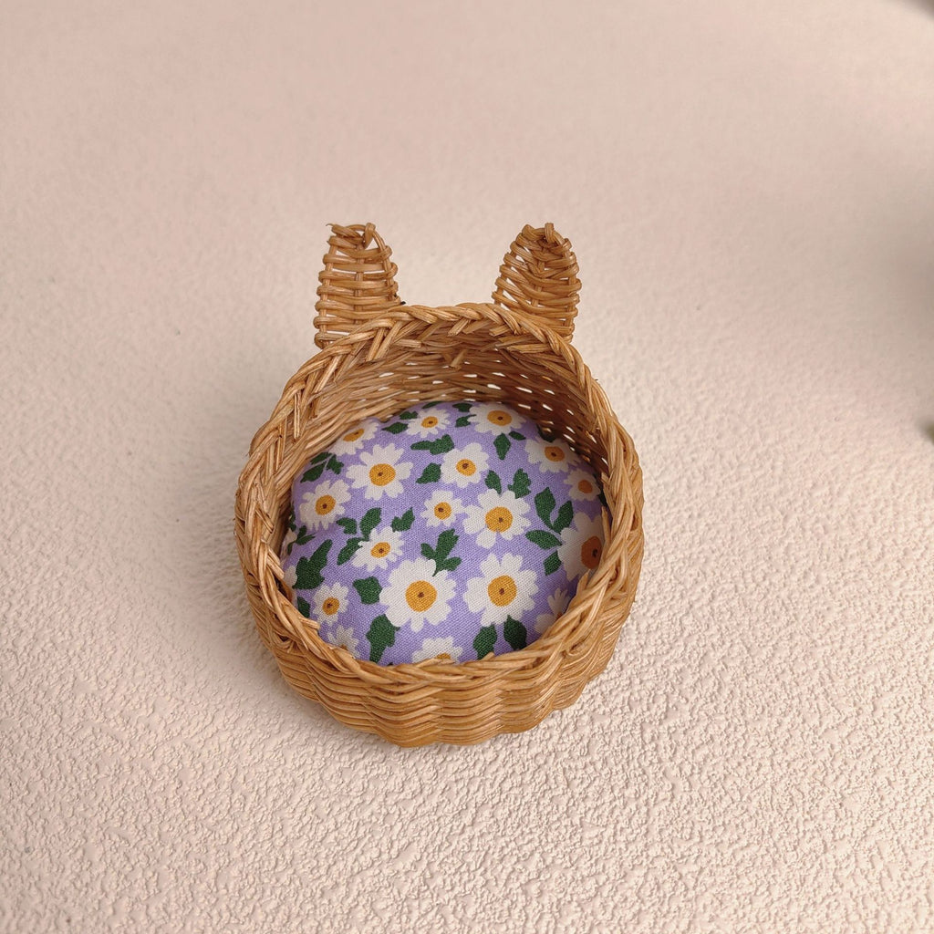 1:12 Miniature Handmade Twisted Stick Cat Pure Handmade Rattan Cat Nest Miniature Realistic Toy Nest Pet Ornament Decoration
