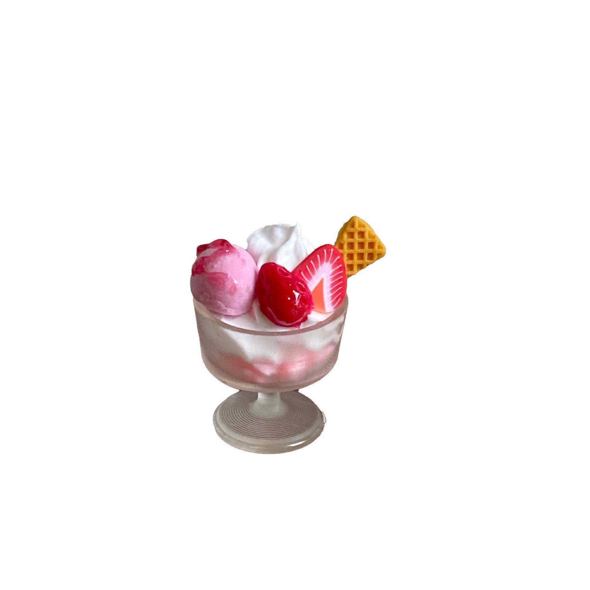 Miniature Strawberry Ball Pink Ice Cream Cup Dollhouse Toy Dessert Shop Decoration Accessories