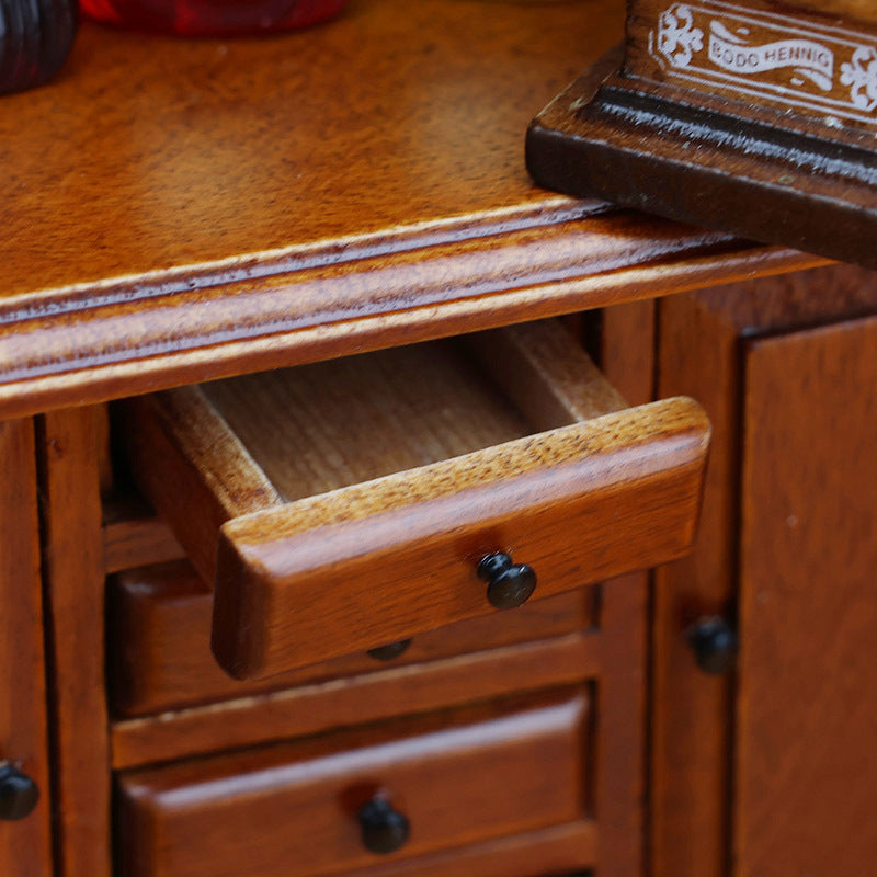1:12 Dollhouse Miniature Wooden Furniture Double Door Drawer Display Storage Cabinet