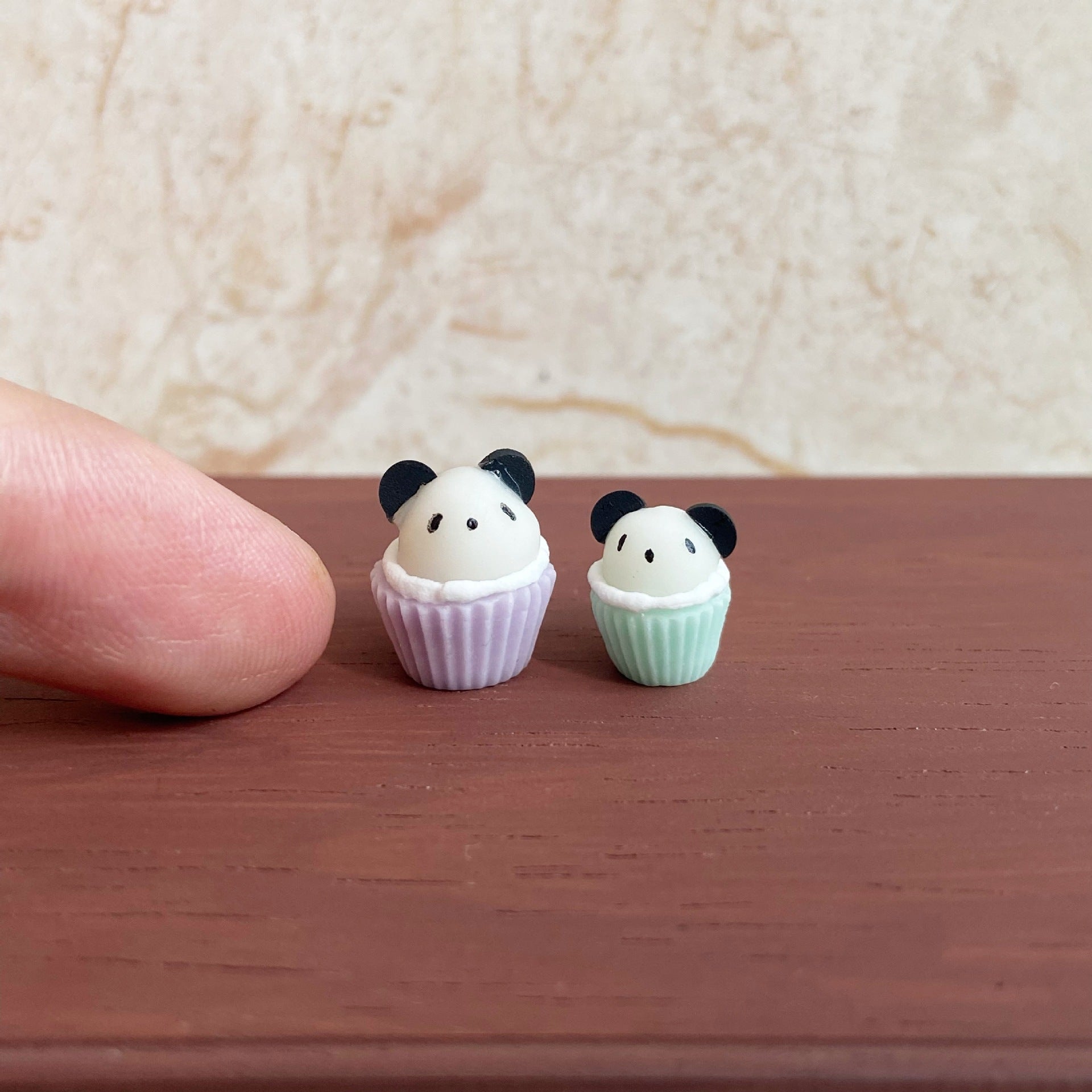 Miniature Macaron Color Panda Cupcake Dollhouse Accessories Photo Props