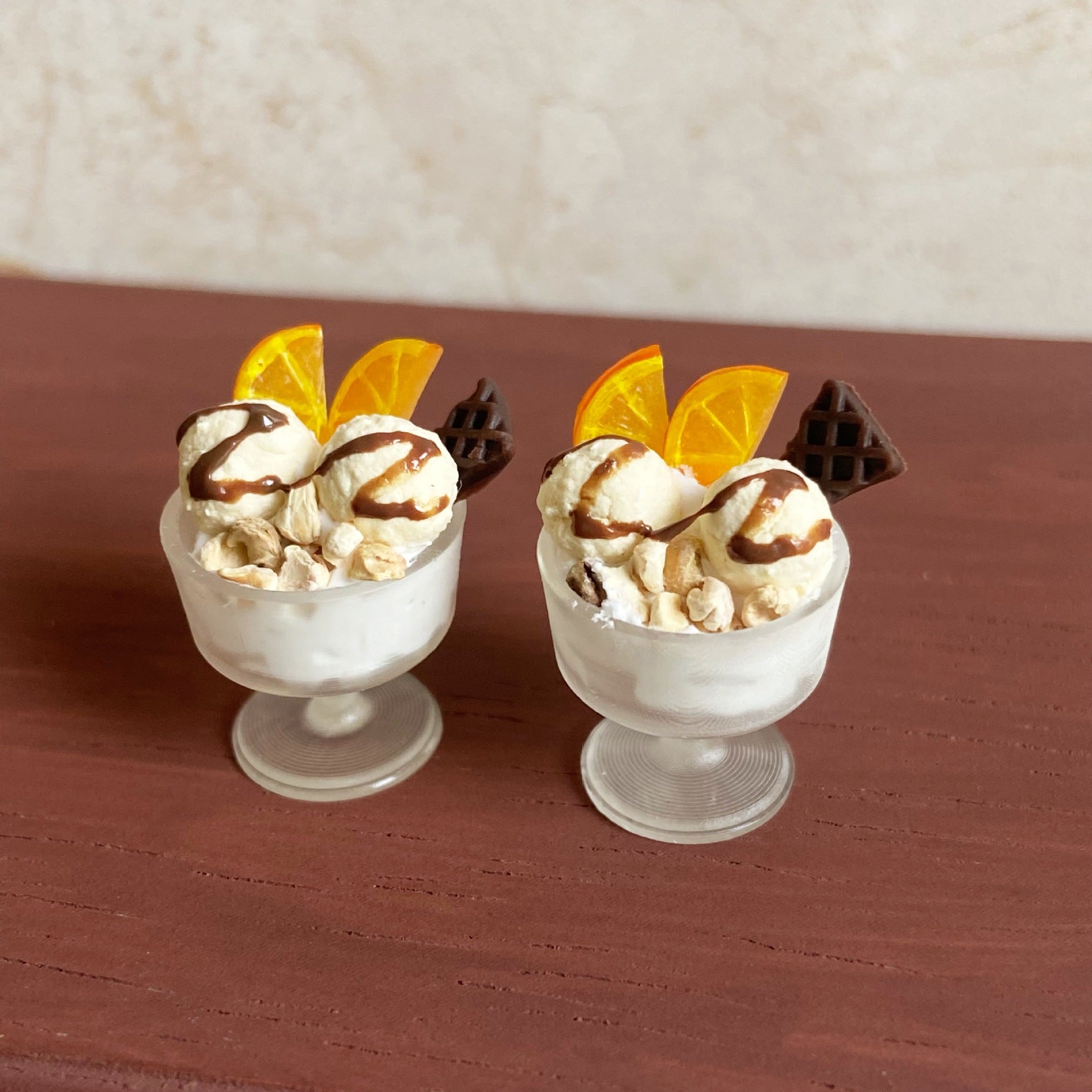 Miniature Orange Cream Ice Cream Cup Dollhouse Toy Dessert Shop Decoration Accessories