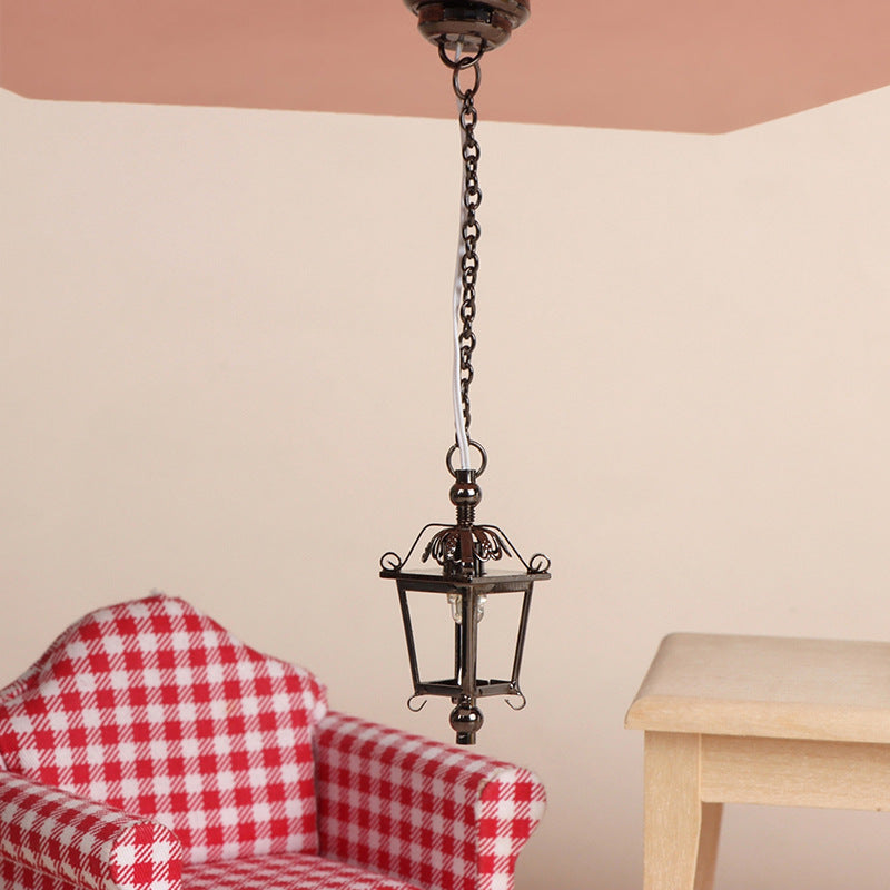 Dollhouse Simulation Mini Furniture with Light-Up Chandelier Ceiling-Shaped Lantern