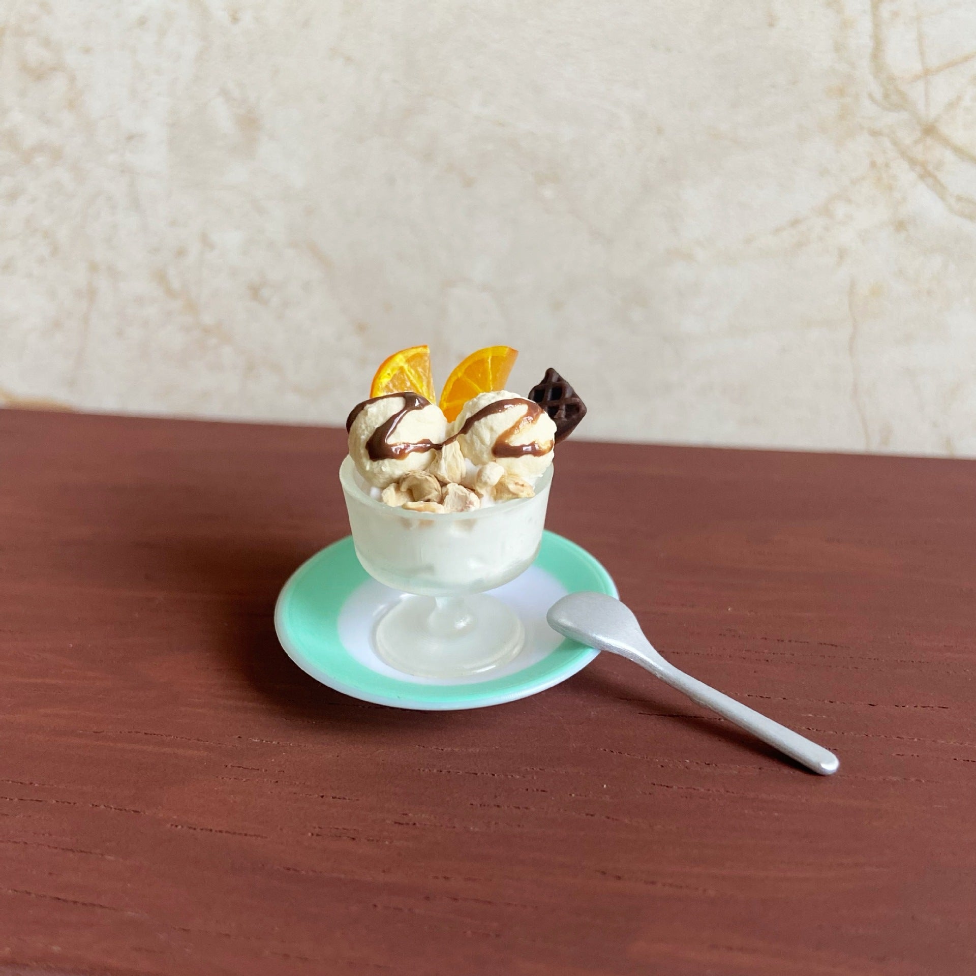 Miniature Orange Cream Ice Cream Cup Dollhouse Toy Dessert Shop Decoration Accessories