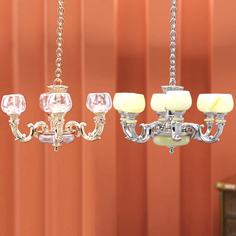 1:12 DOLLHOUSE Simulation Retro Chandelier Dollhouse Accessories